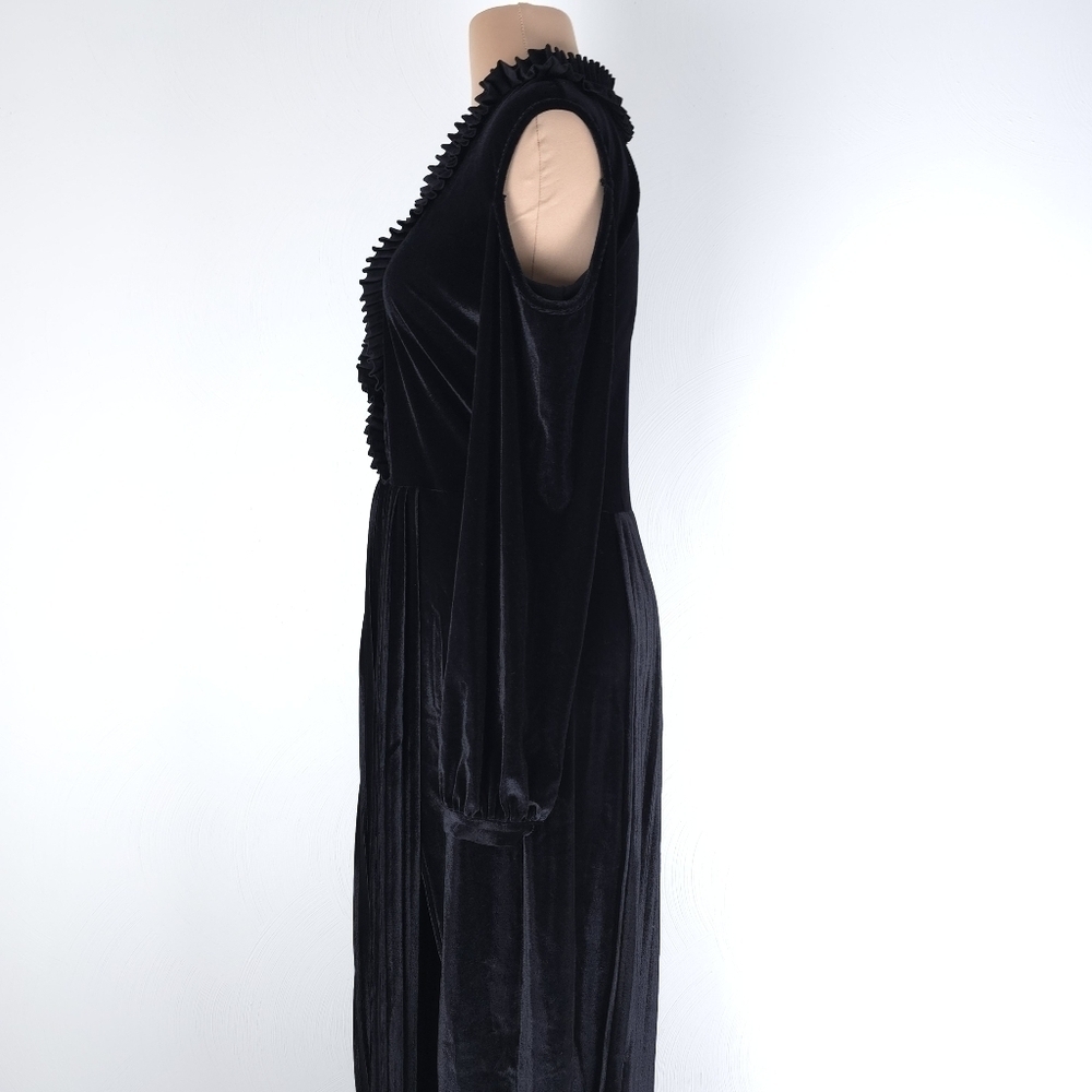 EACH X OTHER Pleated Velvet Cold-shoulder Maxi Dress In Black S - Picture 3 of 14